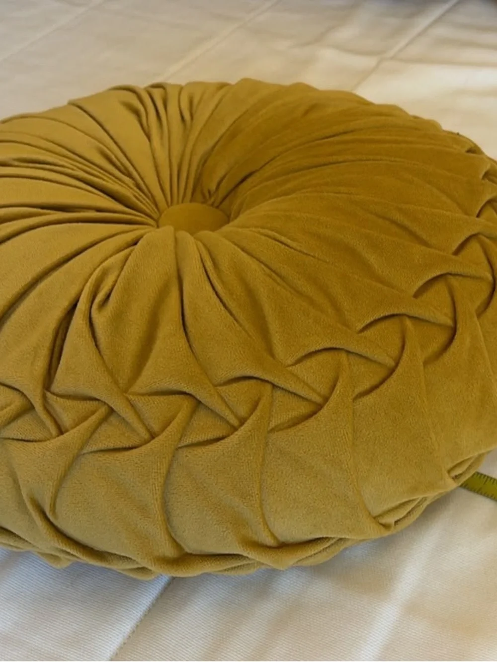West Elm Golden Velvet Quilt and shams set, matching yellow cushions and throw